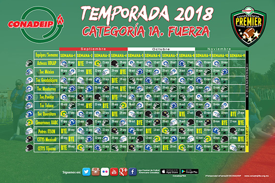 Calendario Gráfico Temporada 2018