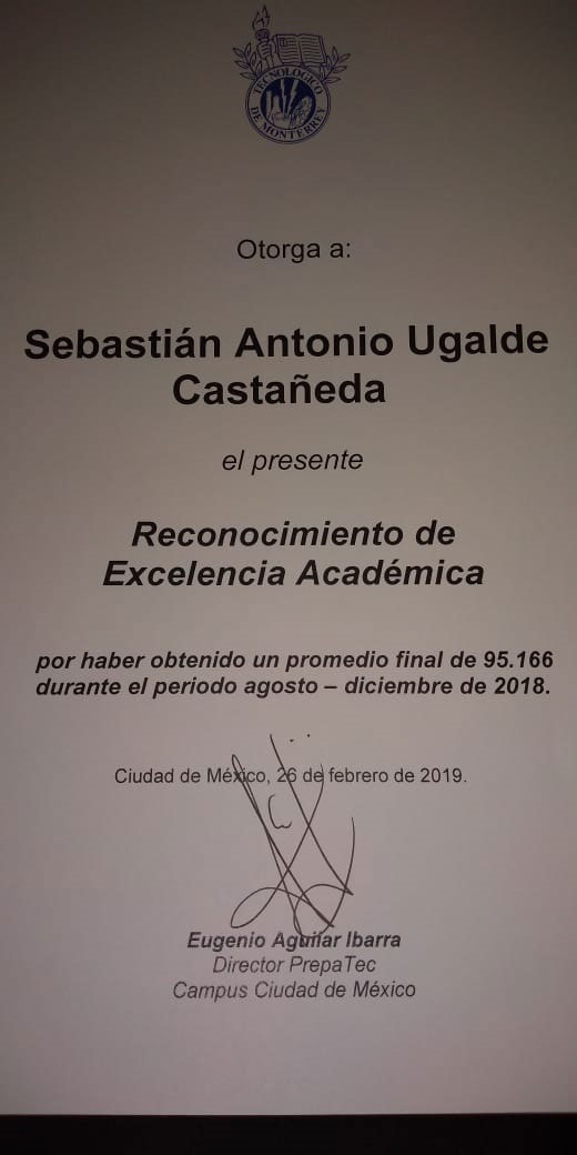 El reconocimiento a Sebastián Ugalde