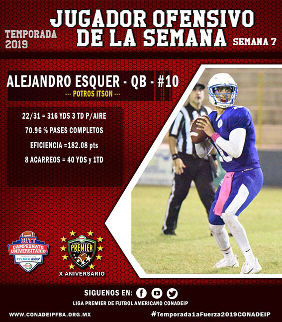 (10) Alejandro Esquer Martínez (QB) Potros ITSON