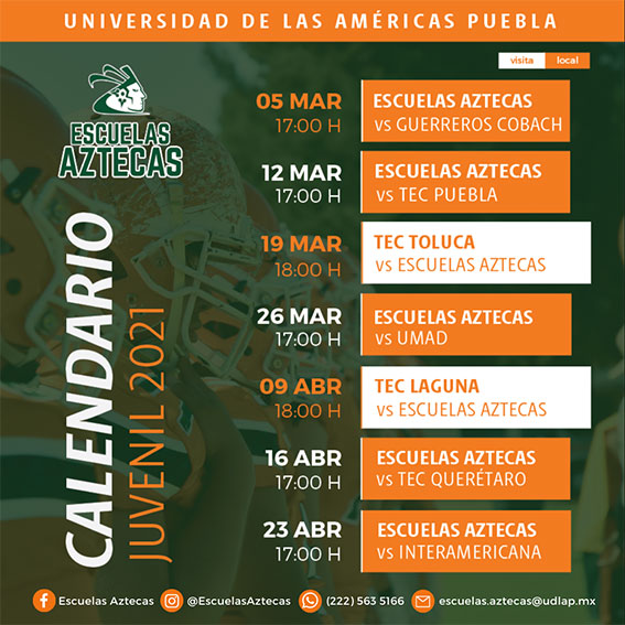 Calendario de enfrentamientos de las Escuelas Aztecas